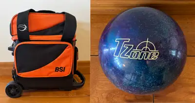 SAC ET BOULE DE BOWLING COMME NEUFS, View more