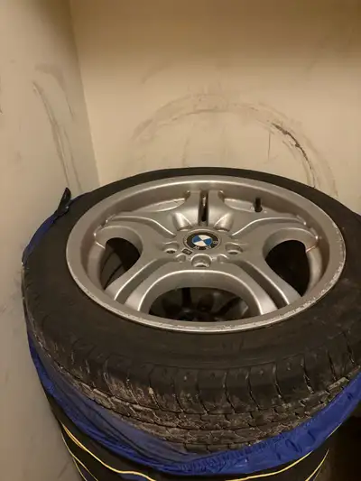 Sold the car and I don’t need them Anymore Set of rims staggered from a 2004 BMW 330 with tires …