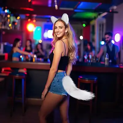Cosplay Fox Ears and Tail Faux Furry Cat Wolf Fox Ears and Tail, View more