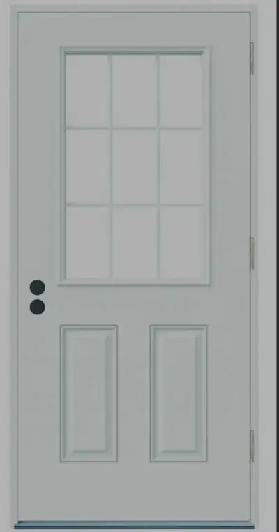 NEW Steel Door 34X80", 1/2 Window 9-Lite, pre-hung RH swing, View more