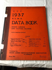 1937 BLMA BRAKE LINING & CLUTCH FACING DATA BOOK #M0911
