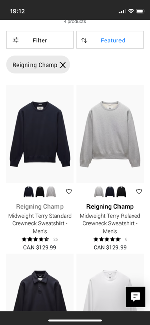 REIGNING CHAMP Sweatshirts - XL - New + Various Colours, View more