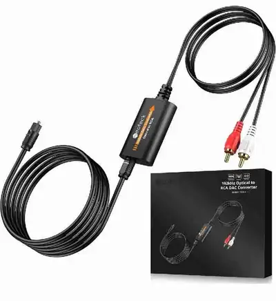 Neoteck 192kHz DAC Converter 7ft/2.1m Optical to RCA Cable SPDIF to RCA Digital to Analog Converter...