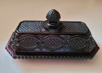 Vintage AVON 1876 Cape Cod Ruby Red Glass Covered Butter Dish