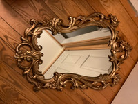 Vintage Ornate Filigree Gold Coloured Wall Mirror