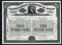 1910 National Railways of Mexico - Stock Certificate