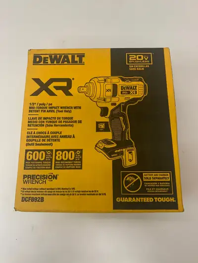 DEWALT 20V MAX XR 1/2" MID-RANGE IMPACT WRENCH DCF892B, View more