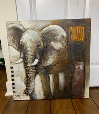 Original Abstract Painting Elephant W/ Certificate Of Authentici
