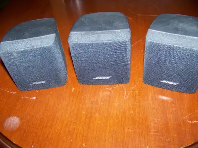 Three Bose Black Cube Speakers Acoustimass Lifestyle c/w stands, View more
