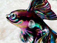 Fenton Amethyst Carnival Glass Koi Fish