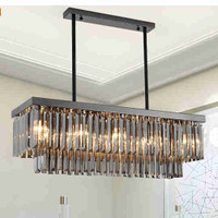 Smoke Gray Crystal Block Chandelier