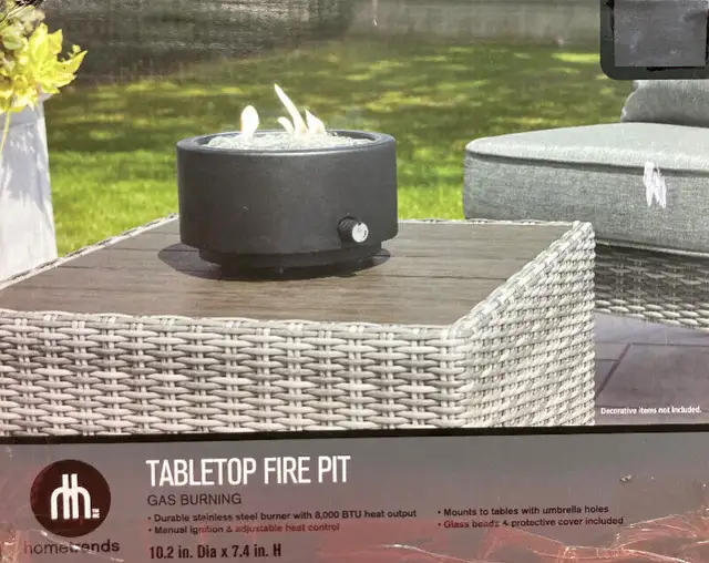 (NEW) Tabletop Fire Pit 10” Round 8000 BTU Heat Output Hometrend62863728978818122