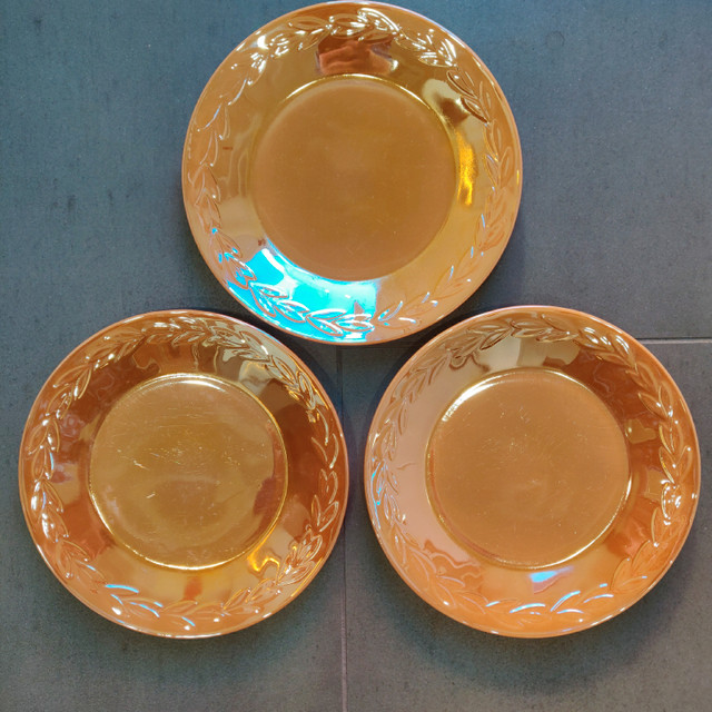 Vintage Fire King Peach Lusterware 9" Plates & 7.5" Bowls Luster in Kitchen & Dining Wares in Hamilton - Image 2