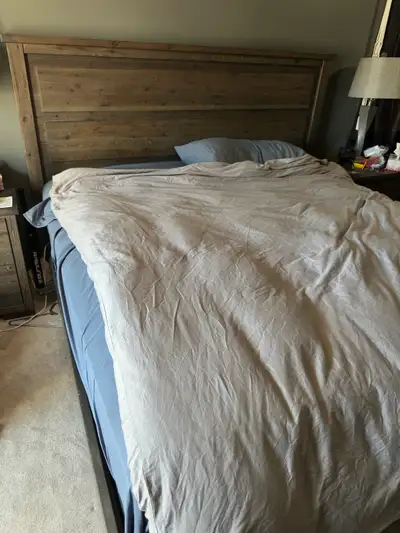 king size bed Fram box spring and newer mattress package, View more