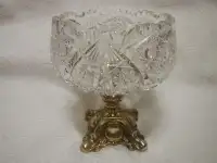 Crystal Compote with Metal Base Stand Fruit Bowl Candy Dish