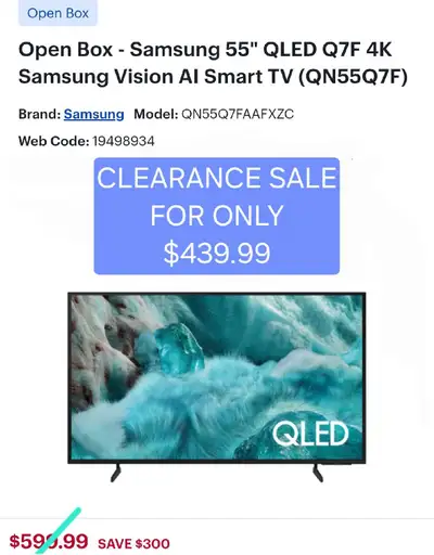 2025 QLED TV(2025) 55" Q7F SAMSUNG QLED 4K VISION AI SMART TV, View more