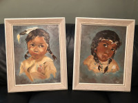 Mid century original oil paintings (two) signed.