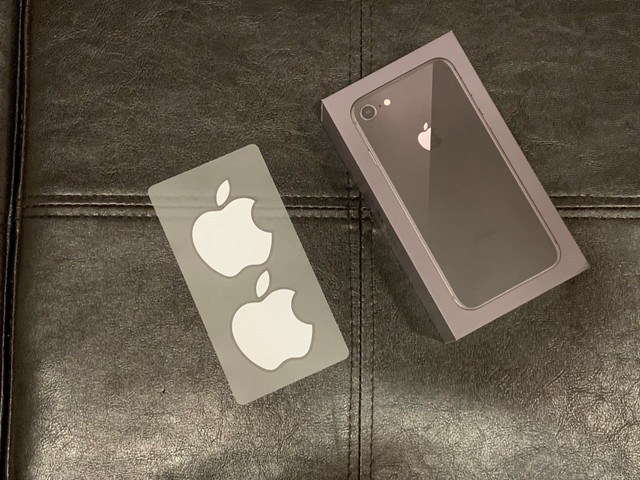 iPhone 8 Empty Box + Apple Stickers in Cell Phone Accessories in Edmonton - Image 3