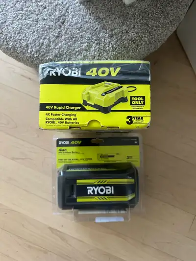 Ryobi 40V Battery and Rapid Charger, View more