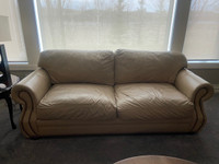 100% genuine leather Beige sofa