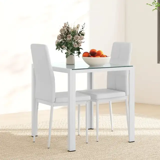 HOMCOM 3-Piece Rectangular Glass Kitchen Table and Chairs with M in Dining Tables & Sets in Markham / York Region - Image 8