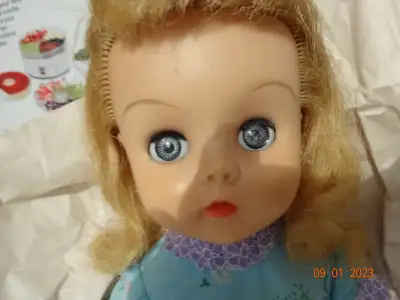 Such a sweet doll. Lovely face. from the 1960s . jointed . Hair can be worn down (it is long) or swe...