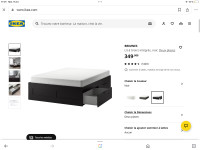 Lit double noir à tiroirs  de chez Ikea  (2x)