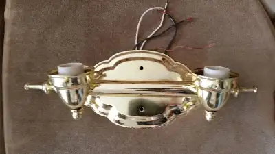 Brass dual light wall scone, View more