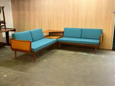 1960s Danish Teak Modular Sofa Group and Table, View more