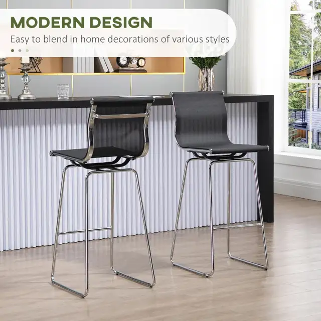 DUO Bar Stool Pub Chair Dining Stool w/ Backrest Steel Legs in Chairs & Recliners in Markham / York Region - Image 5