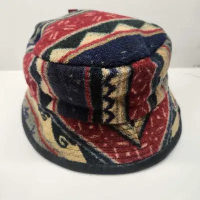 Vintage-style multicolor patterned felt bucket hat , View more