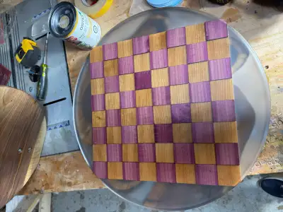Handmade wood and resin side table , View more