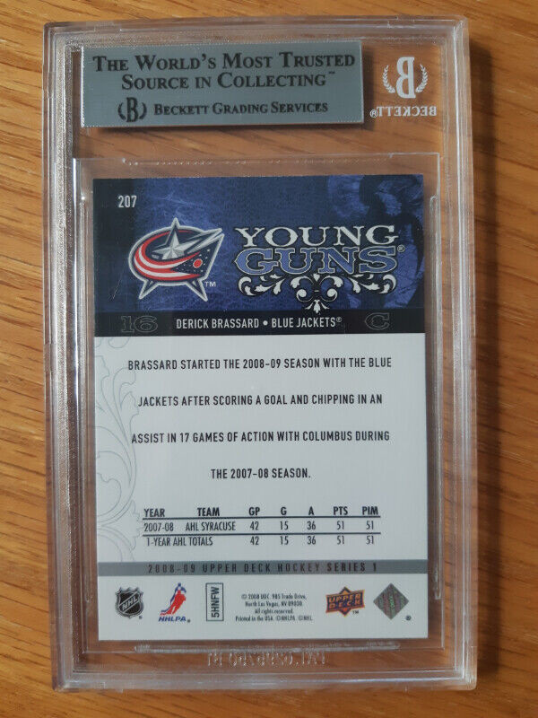 2008-09 Upper Deck Young Guns Derick Brassard #207 BGS 9 MInt RC in Arts & Collectibles in St. Catharines - Image 3