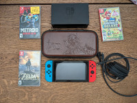 Nintendo Switch with 128Gb micro SSD and case Zelda+Metroid