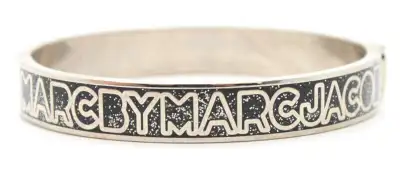 Mac By Marc Jacobs Silver Black Logo Bangle, View more