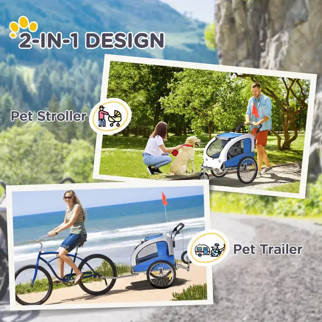 Aosom Dog Bike Trailer 2-in-1 Pet Stroller Cart in Road in Markham / York Region - Image 4