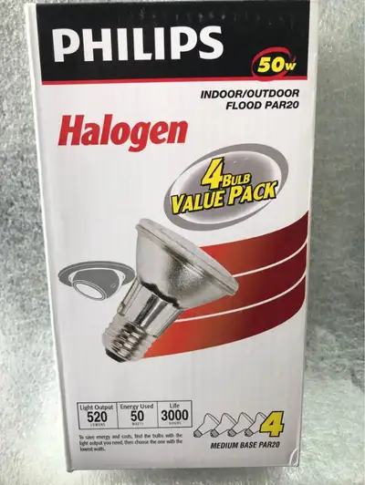 Philips halogen flood part 2050 W bulbs 4 bulb value pack., View more