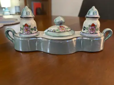 vintage lusterware condiment set, View more