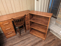 Matching sized wood desk chair bookshelf perfect for kids