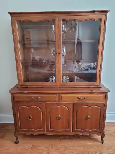 Vintage French Provincial Buffet + Hutch Small Scale Solid Wood, View more