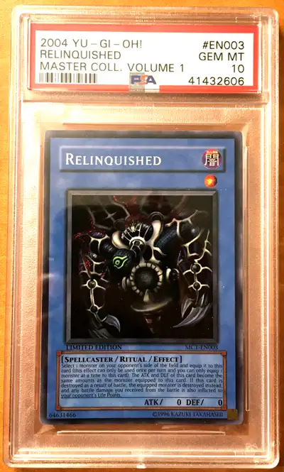 Yugioh Relinquished from the vintage Limited Edition Master Collection Vol. 1 set - PSA 10 Gem Mint...