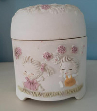 Vintage porcelain music jewelry trinket box