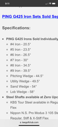 Ping g425 iron set