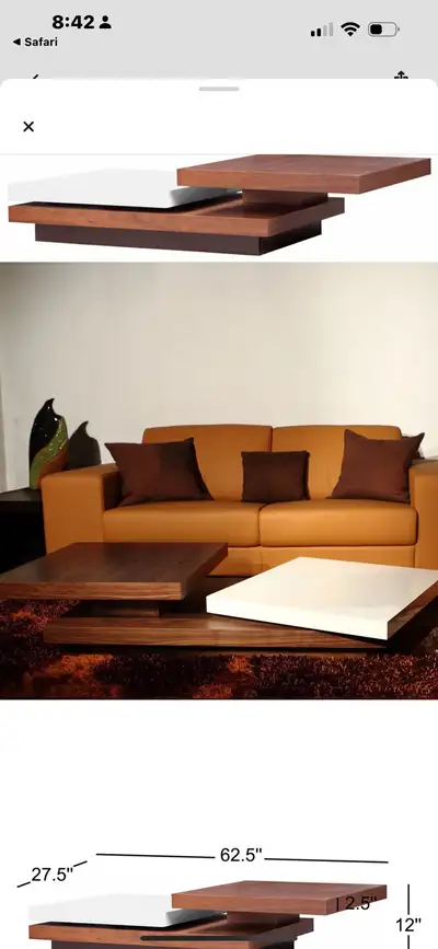Hokku designs coffee table/ rotable top/ multi position