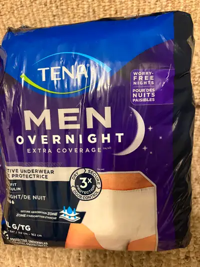 Men TENA Extra Coverage Overnight Underwear Incontinence briefs, View more