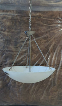 Brand New 3- Light Brushed Nickel and Glass Chandelier
