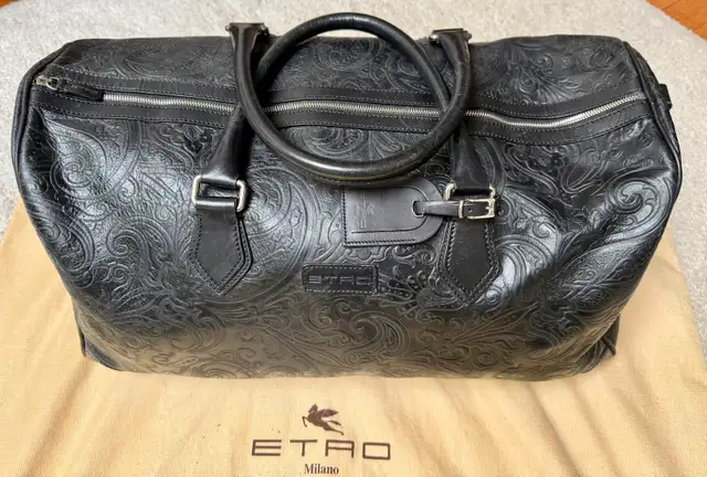 Vintage Boston Travel Bag by Etro Milano in Leather