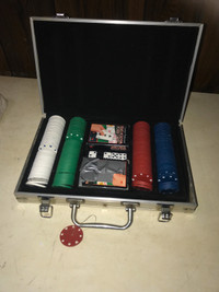 Poker chips and playing cards set in case!Asking $30 obo