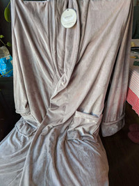 NEW Knee Length Robe Amari Luxury Velveteen Mauve or Steel Blue