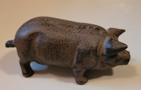 Vintage Rustic Solid Cast Iron Pig Figurine Paperweight